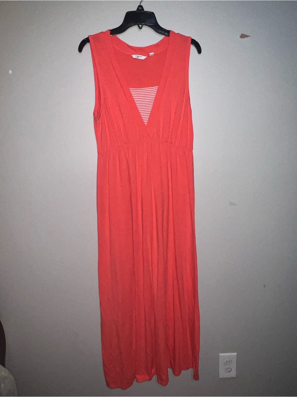 Liz Claiborne Coral V-Neck Maxi Dress